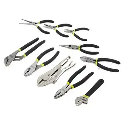 Master Mechanic 10 Piece Carbon Steel Pliers and Adjustable Wrench Tool Set, Hand Tools Kit for Home, Garage, and Workshop, JK2019002