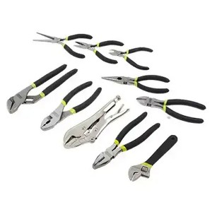 Master Mechanic 10 Piece Carbon Steel Pliers and Adjustable Wrench Tool Set, Hand Tools Kit for Home, Garage, and Workshop, JK2019002 - 1 of 4