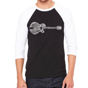 LA Pop Art Men's Raglan Baseball Word Art T-shirt - Country Guitar - 1 of 4