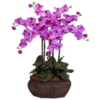 Nearly Natural 30-in Large Phalaenopsis Silk Flower Arrangement