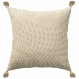 18" X 18"  And Ivory 100% Cotton Striped Zippered Pillow - 1 of 4