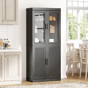 Simple Glass Cabinet Door Decoration Storage Cabinet Combination Cabinet with 6-Story Shelves - 1 of 4