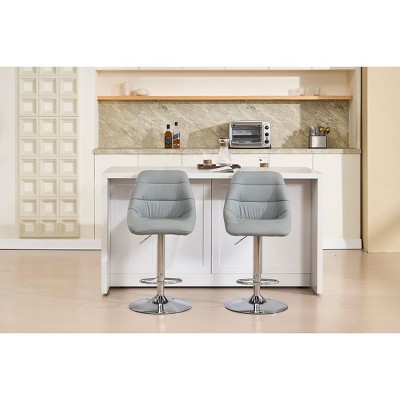 CAVINAS 24.6"Upholstered Counter Height Bar Stools,Set of 2,Swivel Counter Stools with Adjustable Lifting,Chrome Footrest,Velvet Back Barstools
