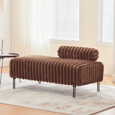 Upholstered Bench Loveseat with Metal Legs,End of Bed Bench Window Ottoman with Adjustable Back for Living Room Bedroom Hallway-The Pop Home