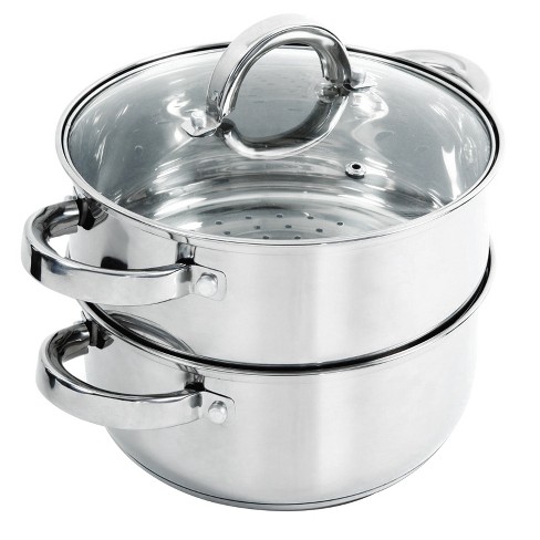 3-Tier 11.6 qt. Stainless Steel Steamer Insert Saucepot with Lid