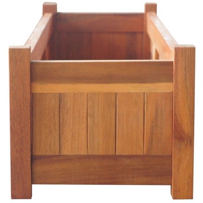 Set of 2 Brown Acacia Wood Outdoor Raised Garden Beds