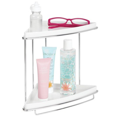 Mdesign Steel/plastic 2-tier Bathroom Organizer Corner Shelf - Clear/matte  Black : Target