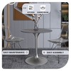 LeisureMod Verve 27" Round Dining Table - Sintered Stone Top with Brushed Chrome Pedestal Base Accent Side Table for for Kitchen and Home - 4 of 4