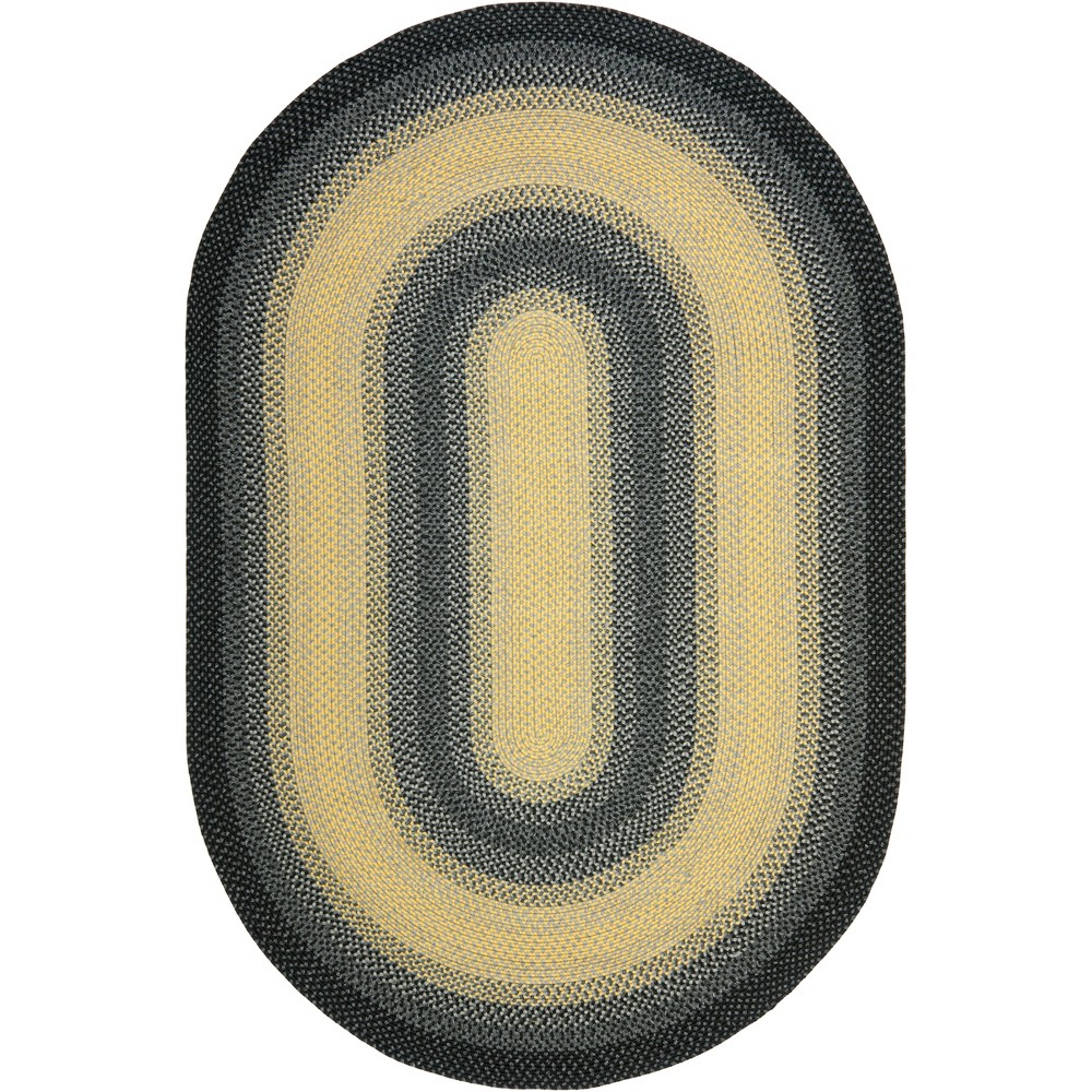 3'x5' Stripe Woven Oval Accent Rug Black/Gray - Safavieh