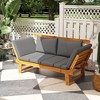 Outsunny Adjustable Armrests Wooden Garden Bench for Outdoor, Cushioned Front Porch Bench, Gray - 3 of 4