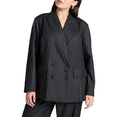 ELOQUII Women's Plus Size Shiny Pinstripe Blazer