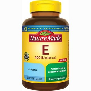 Nature Made Vitamin E 180 mg (400 IU) dl-Alpha, Dietary Supplement for Antioxidant Support, 300 Softgels, 300 Day Supply. - 1 of 4
