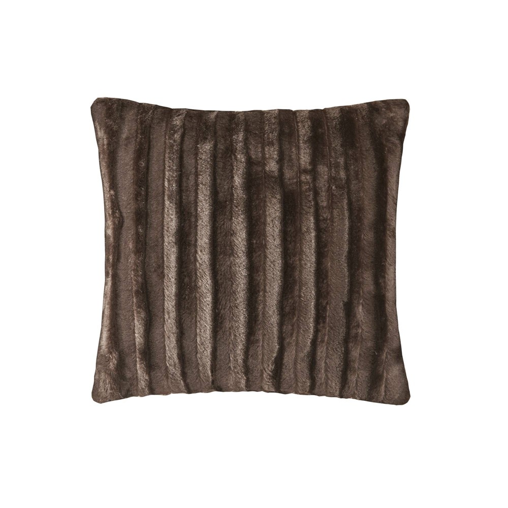 Photos - Pillow 20"x20" Oversize York Faux Fur Square Throw  Brown