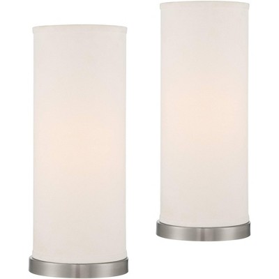 360 Lighting Katy Brushed Nickel Cylinder Accent Table Lamp Set of 2