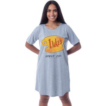 Gilmore Girls Womens' Luke's Diner Logo Nightgown Sleep Pajama Shirt Grey
