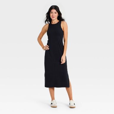 Women's Modal Ribbed Midi Dress - All In Motion™ Black XS