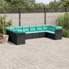 vidaXL 10 Piece Patio Sofa Set with Cushions Black and Blue Poly Rattan - Without Table - 2 of 4