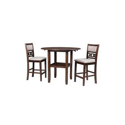 New Classic Furniture,Gia 3-Piece 42" Wood Counter Drop Leaf Table Set, Cherry