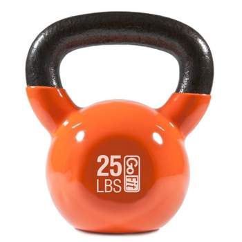 GoFit Classic PVC Kettlebell with DVD and Training Manual - Orange 25lbs