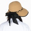Anna-Kaci Women's Wide Brim Straw Hat with Braided Band and Contrast Bow Detail - 3 of 4