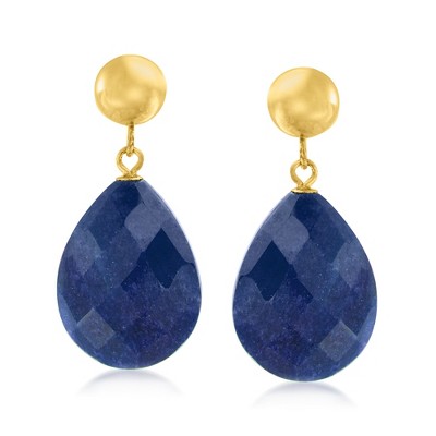 Ross-Simons 18.00 ct. t.w. Sapphire Teardrop Earrings in 14kt Yellow Gold