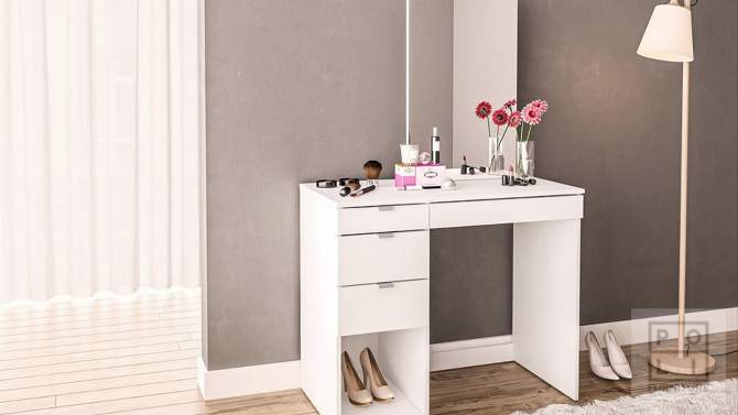 Hannah Vanity with Mirror White - Polifurniture, 2 of 11, play video