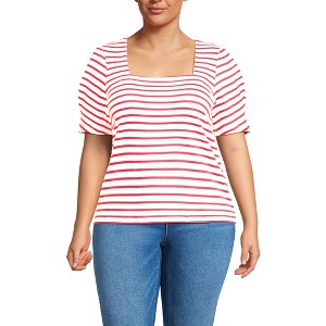 Lands' End Women's Puff Sleeve Mariner Square Neck Top - 1 of 3