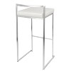 LumiSource Set of 3 Fuji Stacker Barstools Stainless Steel/White PU - 4 of 4