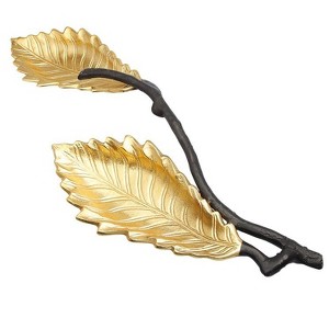 Classic Touch Gold 2 Bowl Relish Dish with Black Branches - 1 of 3