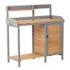 Outdoor Potting Bench, Wooden Workstation Table with Cabinet for Backyard Garden Supplies - 3 of 4