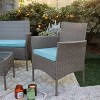 Barton 4 Pieces Outdoor Patio Furniture Set Conversation Sofa and Table Set, Gray/Aqua - 3 of 4
