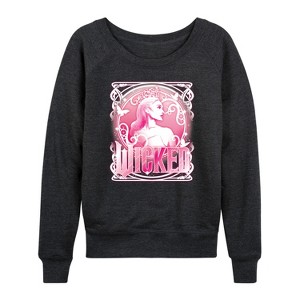 Women's - Wicked - Glinda Portrait Logo Lightweight French Terry Wide Neck Long Sleeve Shirt - 1 of 4