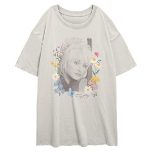 Dolly Parton Juniors Womens Wildflowers Portrait Short Sleeve T
