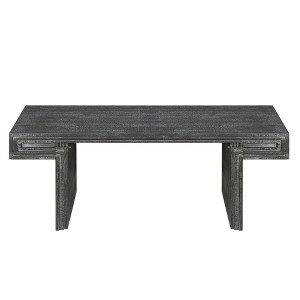 VYNXARIA Antique Black Coffee Table with Dual-Tier Rustic Design - 1 of 4