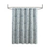 VYNXARIA Luxury textured jacquard shower curtain,Rich damask medallion design,Aqua+Silver - 2 of 4