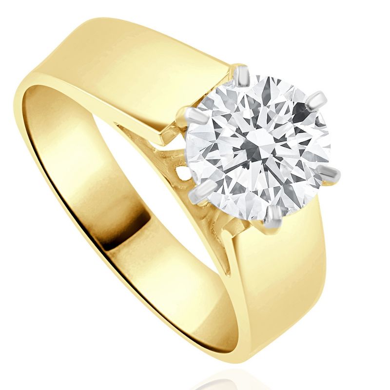 Pompeii3 2Ct Round Moissanite Solitaire Engagement Ring 14k Yellow Gold, 2 of 5