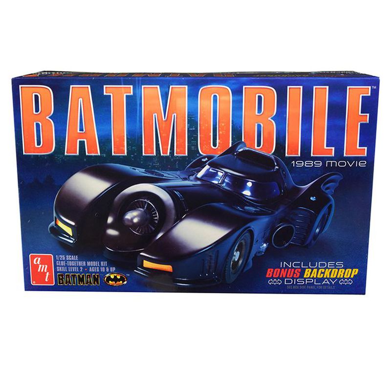 Skill 2 Model Kit Batmobile "Batman" (1989) Movie with Backdrop Display 1/25 Scale Model by AMT, 1 of 5