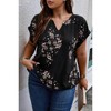 I AM A FASHION JUNKY Plus Size Floral Print V Neck Loose Blouse - 2 of 4