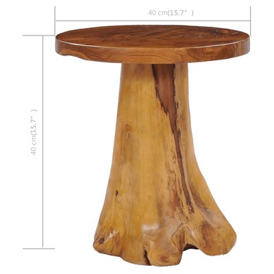 Rustic Charm Solid Teak Wood Round Coffee Table 15.7"