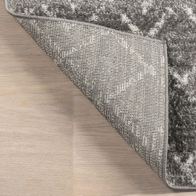 Handmade Dark Grey Geometric 6' Square Synthetic Area Rug