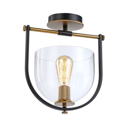 Artcraft Lighting Cheshire 1 - Light Semi-Flush Mount in  Black/Brass