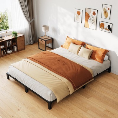 Twin Full Queen King Size Metal Bed Frame, 6/8/10/14 Inch High Platform with Iron Slats, No Box Spring Needed, Heavy Duty Support Up to 800 lbs