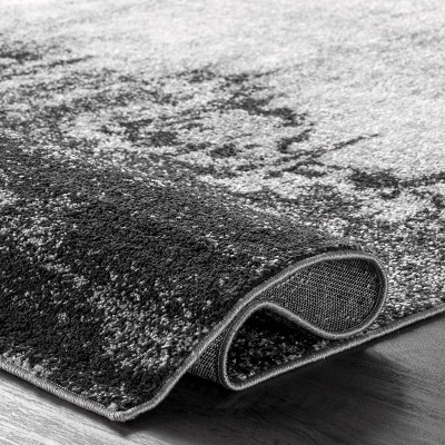 Black Abstract 10' x 14' Synthetic Easy Care Area Rug