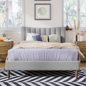 Modern Upholstered Wood Platform Bed Frame with Vertical Channel Tufted Headboard-ModernLuxe - 1 of 4