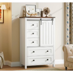 WhizMax Dresser for Bedroom with 5 Drawers, 48" White Tall Chest of Drawers, Wooden Closet Dresser for Living Room, Hallway, Entryway - 1 of 4