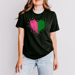Simply Sage Market Women's Pink and Green Hearts Short Sleeve Graphic Tee - 1 of 3