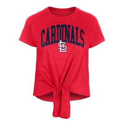 MLB St. Louis Cardinals Women's Front Knot T-Shirt - XS
