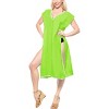 HAPPY BAY Women's Vacation Beachwear Long Bathing Suit Summer Short Front Tie Swimsuit Cover ups for Women Medium-Large Green Solid - 3 of 4