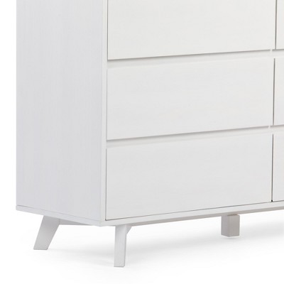 Max & Lily Solid Wood Scandinavian 6 Drawer Dresser, White