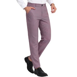 Lars Amadeus Men's Plaid Flat Front Business Dress Suit Pants - 1 of 4